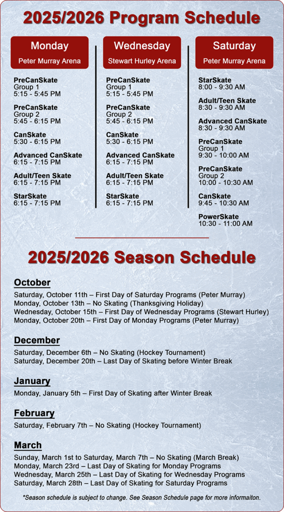 Saint John Skating Club Season Schedule